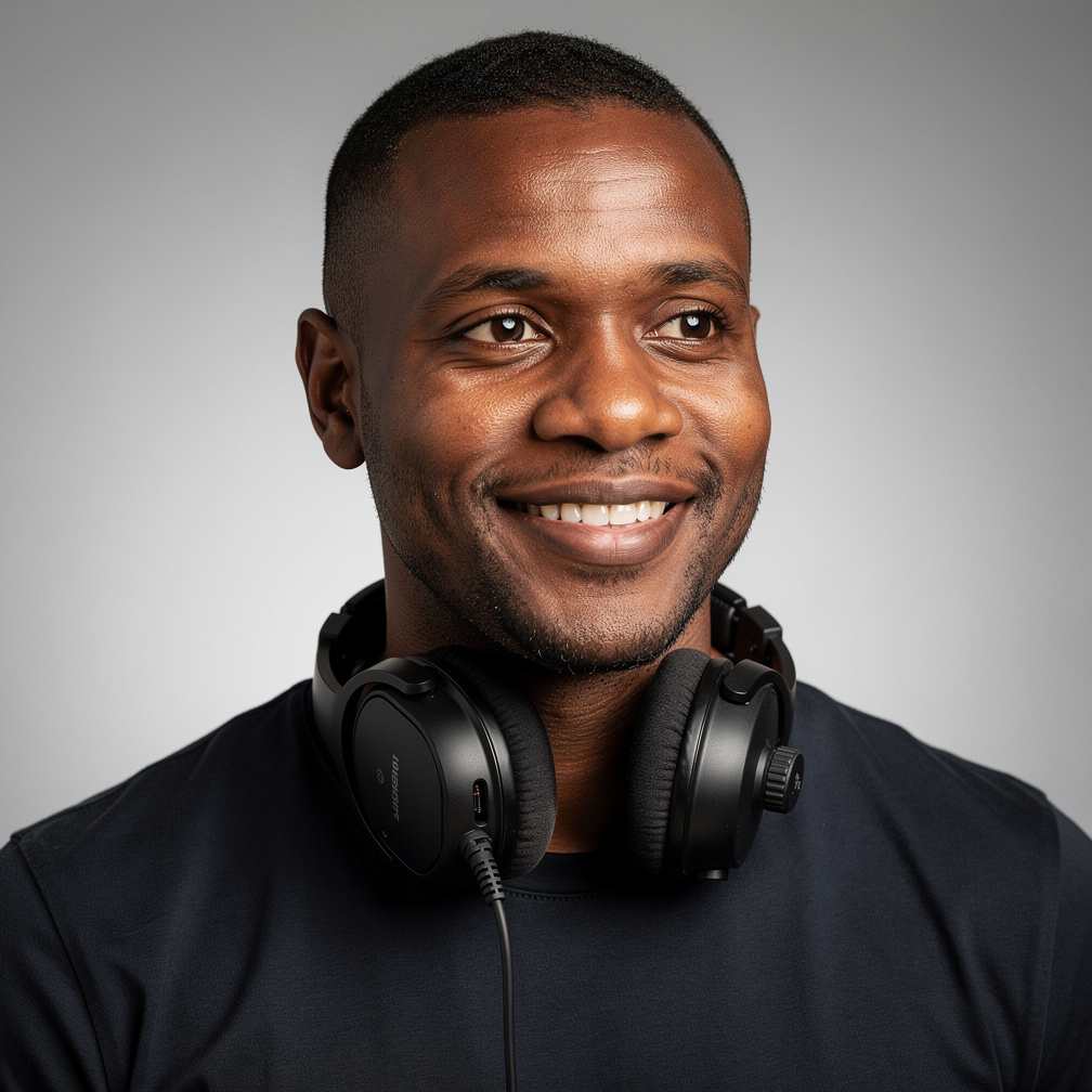 Portrait of a Black British male camera operator in his forties